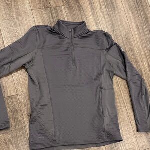 Under Armour LG Gray Textured ColdGear Quarter-Zip Pullover
